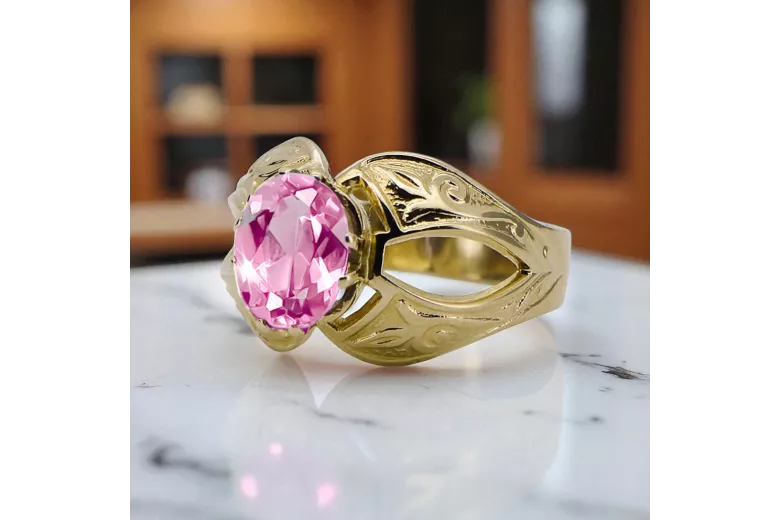 14 Karat Gelbgold Amethyst Ring Vintage Schmuck vrc135y